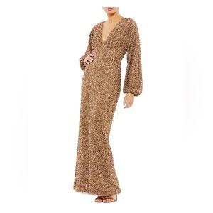 Mac Duggal
Sequined Bishop Sleeve Column Gown